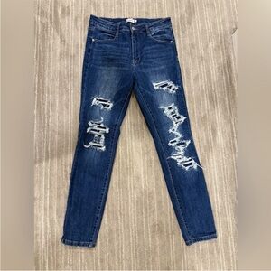Rue21 Dark Blue Distressed Skinny Jeans